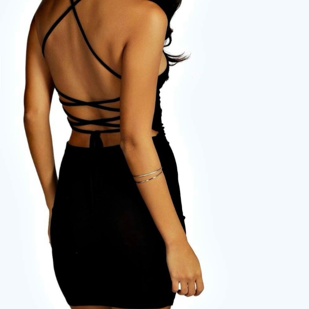 Black Strappy Back Mini Dress
